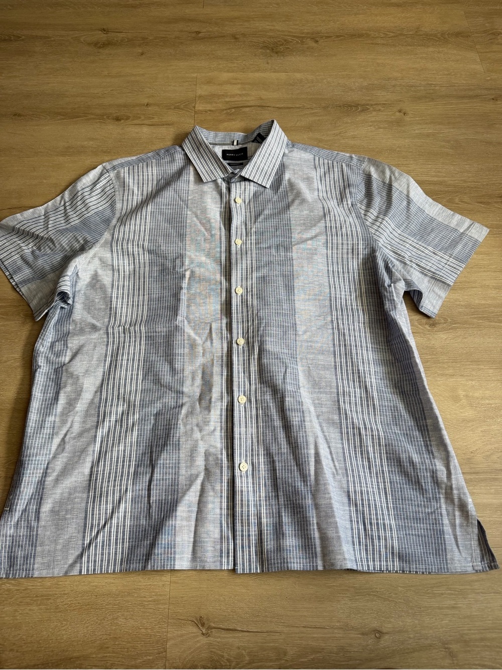 Perry Ellis Striped Classic Fit Short Sleeve Button-Down Shirt Cotton SZ XXL